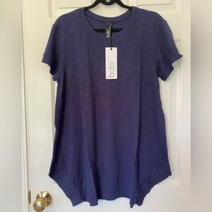 NWT Bobi Revolve Square Hem Tee in Navy Blue Size L